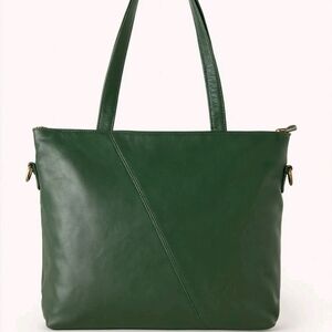 Elegant Green Leather Tote Bag
